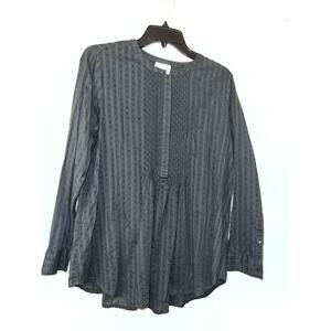 J.Jill Green dot tunic long sleeve blouse textured button front small